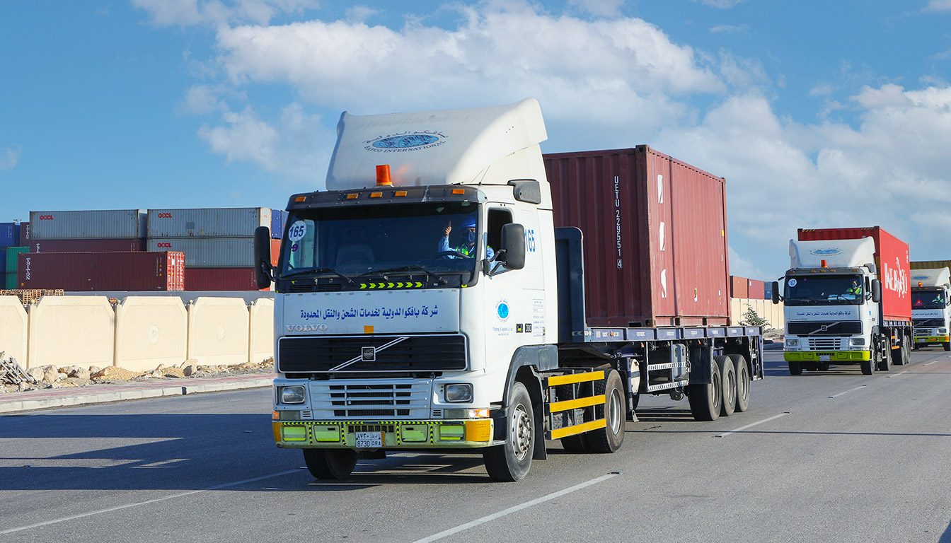 Land transportation and road freight across Saudi Arabia — BAFCO own trailer fleet