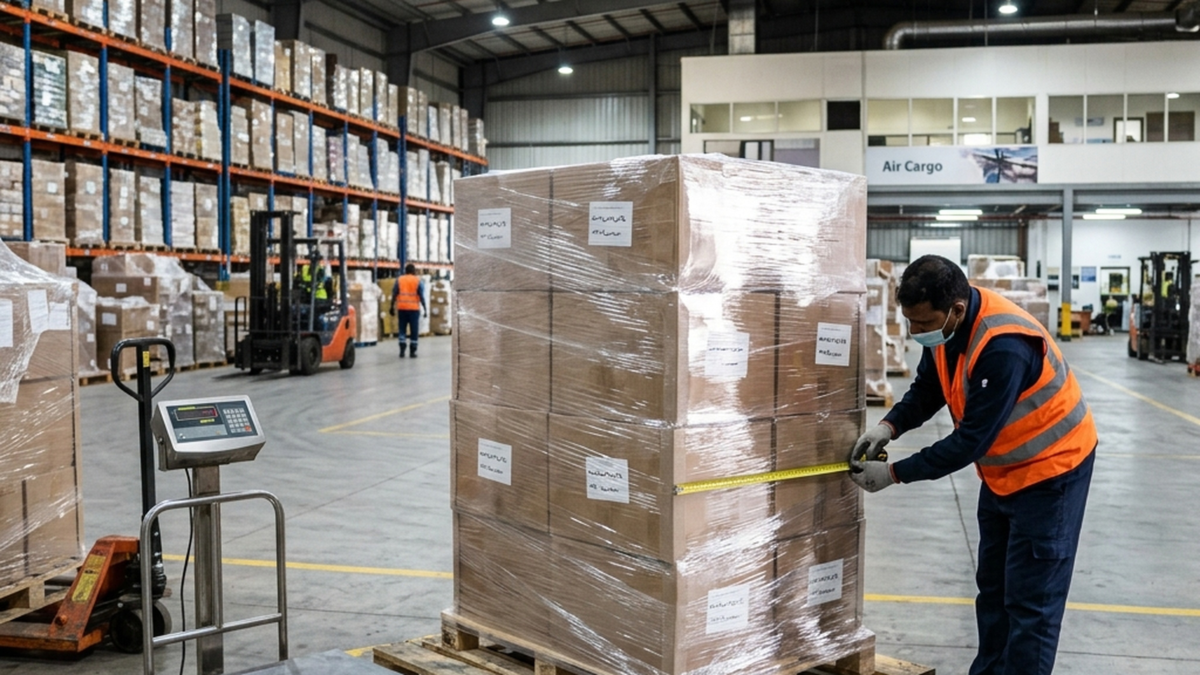 Measuring and weighing air cargo to calculate chargeable weight in Saudi Arabia