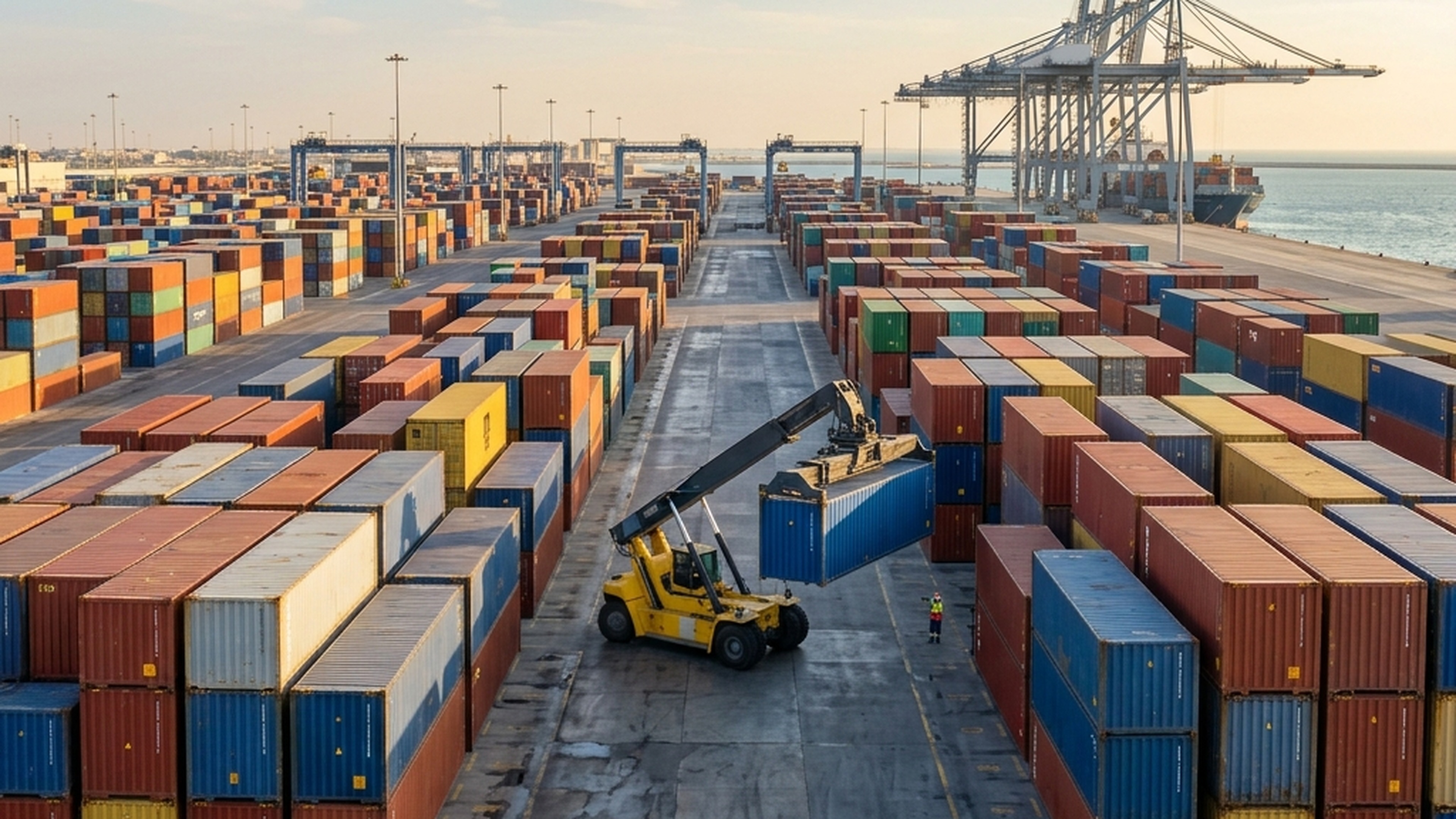 FCL and LCL shipping containers at a Saudi Arabia container terminal